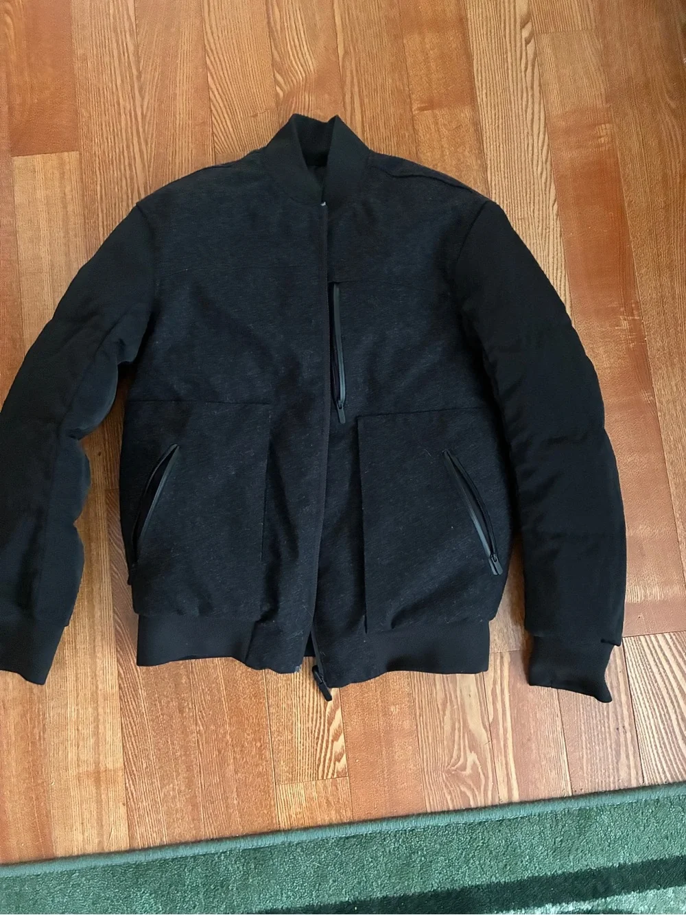 Lululemon Roam Far Wool Bomber Down Coat Black / Heathered Black